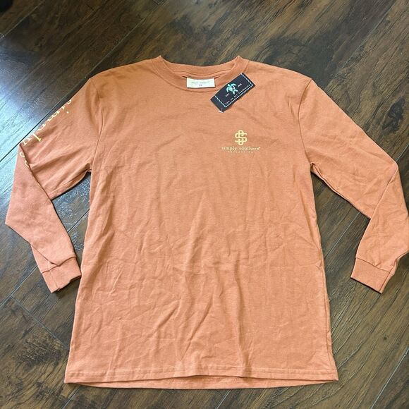 NWT Simply Southern "Hey Pumpkin" Long Sleeve Crew T-Shirt Rust Youth Medium - Picture 1 of 7